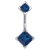 14K White Gold Princess Gem Belly Rings - Basic Curved Barbell. Navel Rings Australia.