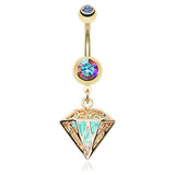 Gold Urban Prism Belly Dangle - Dangling Belly Ring. Navel Rings Australia.