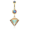 Gold Urban Prism Belly Dangle - Dangling Belly Ring. Navel Rings Australia.