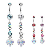 Prism Heart Drop Navel Ring - Dangling Belly Ring. Navel Rings Australia.