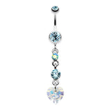 Prism Heart Drop Navel Ring - Dangling Belly Ring. Navel Rings Australia.