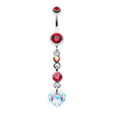 Prism Heart Drop Navel Ring - Dangling Belly Ring. Navel Rings Australia.