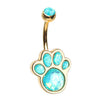 Paw Pals Blue Opal Belly Bar with Gold Plating