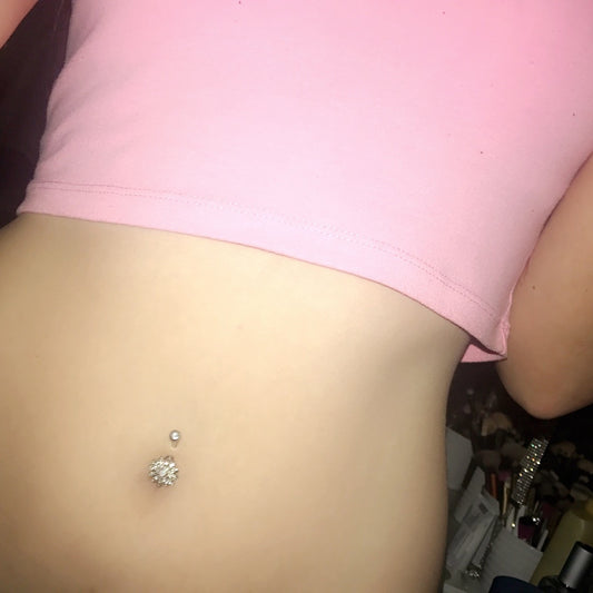 Jeweled Petal Opal Belly Button Ring - Fixed (non-dangle) Belly Bar. Navel Rings Australia.