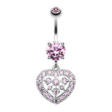 Queen of Hearts Belly Bar - Dangling Belly Ring. Navel Rings Australia.