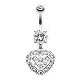 Queen of Hearts Belly Bar - Dangling Belly Ring. Navel Rings Australia.