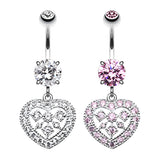 Queen of Hearts Belly Bar - Dangling Belly Ring. Navel Rings Australia.