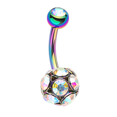 Celestial Rainbows Belly Bar - Fixed (non-dangle) Belly Bar. Navel Rings Australia.
