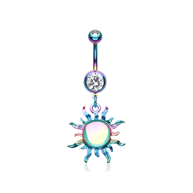 Dye Run Sunburst Opal Belly Button Ring