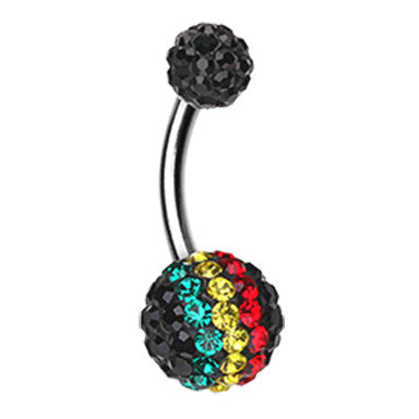 Rasta Stripe Motley™ Belly Rings - Basic Curved Barbell. Navel Rings Australia.
