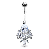 Razzle Dazzle Belly Ring in 14K White Gold - Fixed (non-dangle) Belly Bar. Navel Rings Australia.