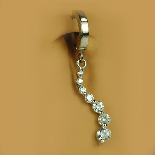 TummyToys® 14K White Gold Seven Diamond Journey Belly Ring - TummyToys® Patented Clasp. Navel Rings Australia.