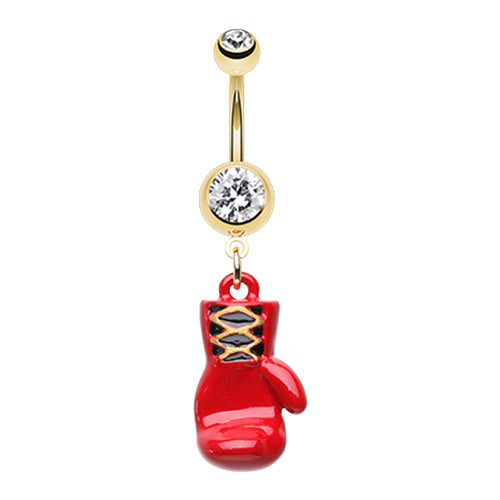 Red Warriors Fighting Mitt Belly Dangle - Dangling Belly Ring. Navel Rings Australia.