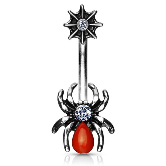 Australia's Redback Belly Button Ring - Split Spinal Belly Bar. Navel Rings Australia.