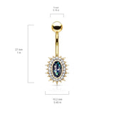 Regal Relics Opal Belly Bar - Fixed (non-dangle) Belly Bar. Navel Rings Australia.