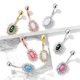 Regal Relics Opal Belly Bar - Fixed (non-dangle) Belly Bar. Navel Rings Australia.