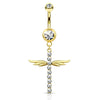 Winging It Cross Belly Dangle with Gold Plating
