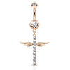 Winging It Cross Belly Dangle with Rose Gold Plating
