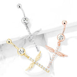 Winging It Cross Belly Dangle - Dangling Belly Ring. Navel Rings Australia.