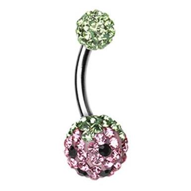 Motleys™ Sweet Strawberry Belly Bar - Basic Curved Barbell. Navel Rings Australia.