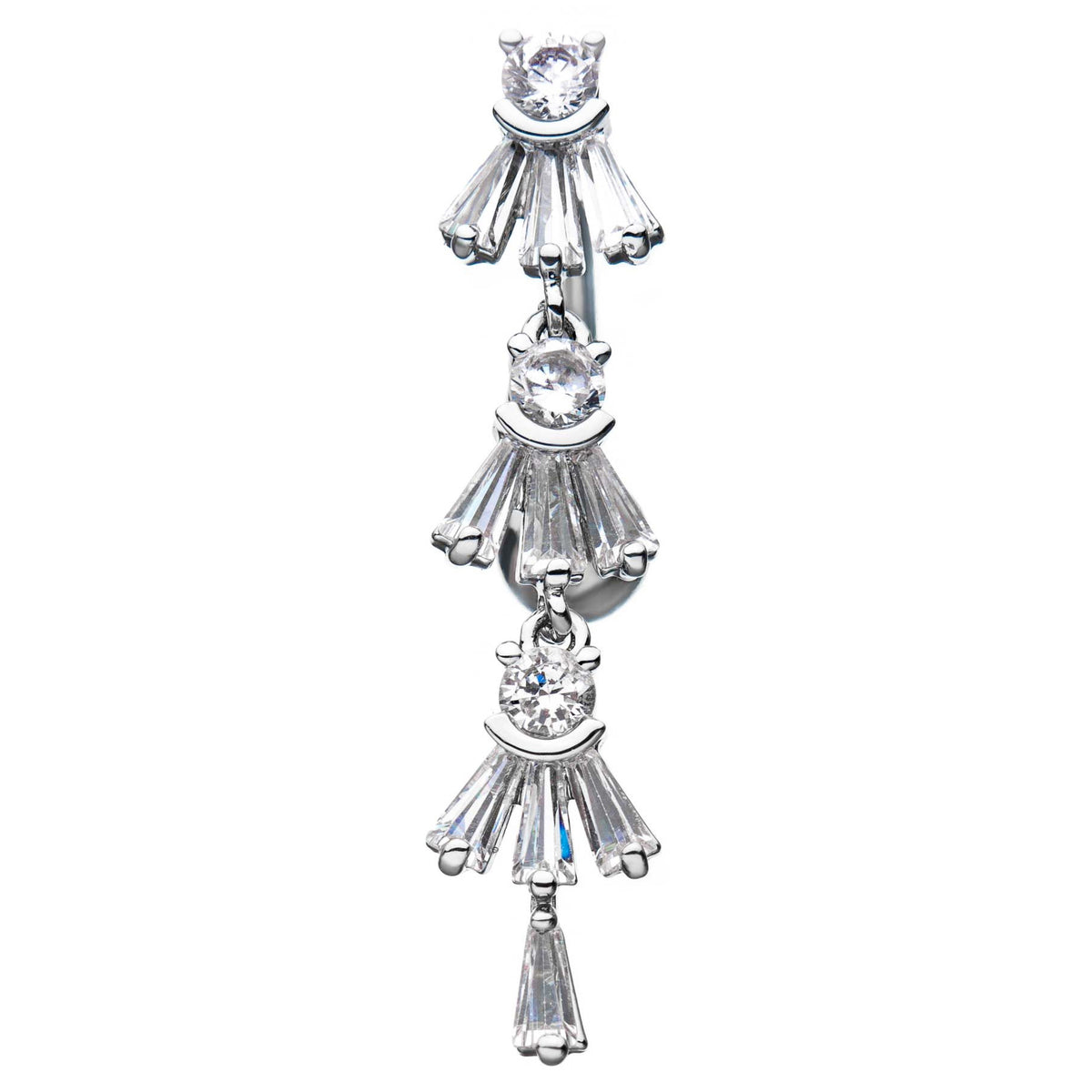 Falling Baguettes Reverse Belly Ring - Reverse Top Down Belly Ring. Navel Rings Australia.