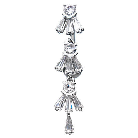 Falling Baguettes Reverse Belly Ring - Reverse Top Down Belly Ring. Navel Rings Australia.