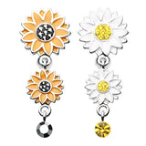 Beach Sunflower Reverse Belly Button Bar - Reverse Top Down Belly Ring. Navel Rings Australia.