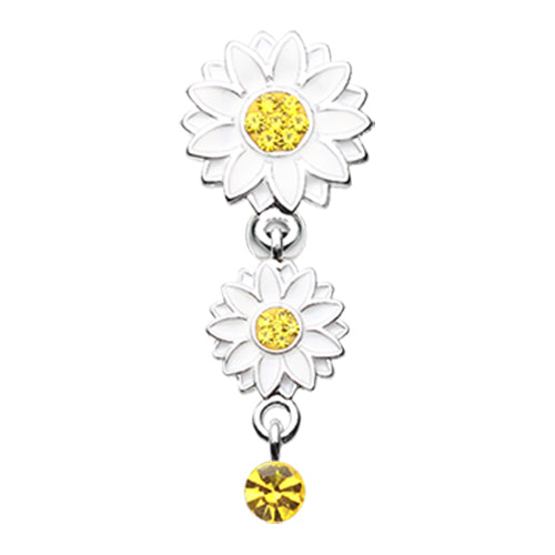 Beach Sunflower Reverse Belly Button Bar - Reverse Top Down Belly Ring. Navel Rings Australia.