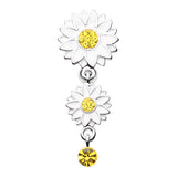 Beach Sunflower Reverse Belly Button Bar - Reverse Top Down Belly Ring. Navel Rings Australia.