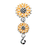 Beach Sunflower Reverse Belly Button Bar - Reverse Top Down Belly Ring. Navel Rings Australia.