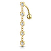 Chain of Hearts Reverse Belly Bar with Gold Plating
