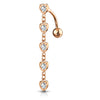 Chain of Hearts Reverse Belly Bar with Rose Gold Plating