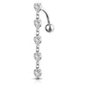 Chain of Hearts Reverse Belly Bar - Reverse Top Down Belly Ring. Navel Rings Australia.