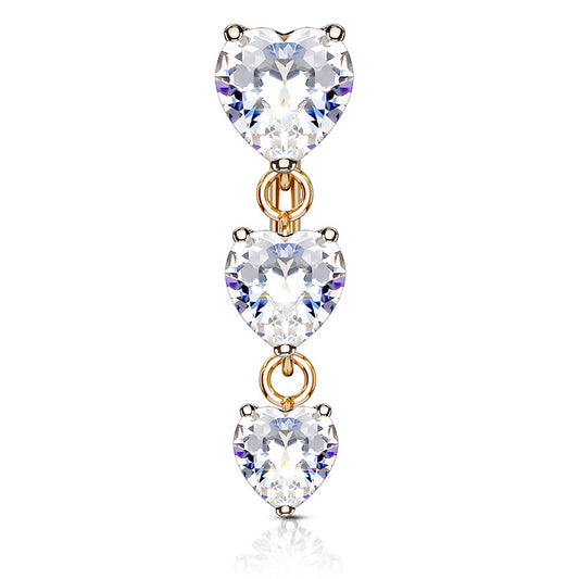 Frankie's Heart Fall Belly Bar with Rose Gold Plating - Reverse Top Down Belly Ring. Navel Rings Australia.