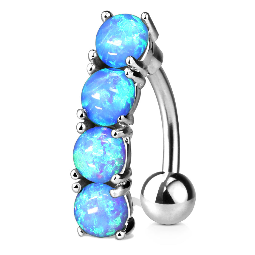 Classic Opal Drop Reverse Belly Ring - Reverse Top Down Belly Ring. Navel Rings Australia.