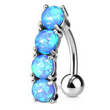 Classic Opal Drop Reverse Belly Ring - Reverse Top Down Belly Ring. Navel Rings Australia.