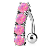 Classic Opal Drop Reverse Belly Ring - Reverse Top Down Belly Ring. Navel Rings Australia.
