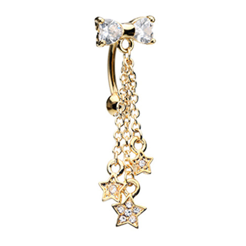 Twilight Drop Reverse Belly Ring in Gold - Reverse Top Down Belly Ring. Navel Rings Australia.