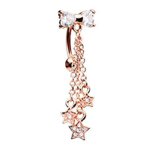 Twilight Drop Reverse Belly Ring in Rose Gold - Reverse Top Down Belly Ring. Navel Rings Australia.