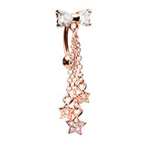 Twilight Drop Reverse Belly Ring in Rose Gold - Reverse Top Down Belly Ring. Navel Rings Australia.
