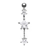 Frosted Star Dangle Belly Piercing Ring - Reverse Top Down Belly Ring. Navel Rings Australia.