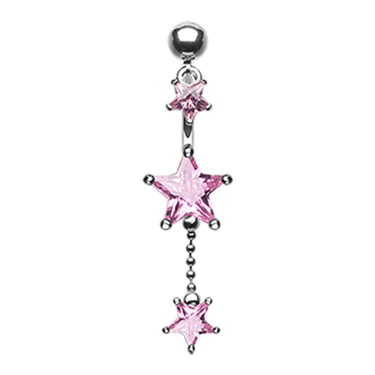 Frosted Star Dangle Belly Piercing Ring - Reverse Top Down Belly Ring. Navel Rings Australia.