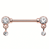 Autumn's Crystal Gem Nipple Barbell with Rose Gold Plating