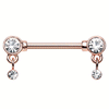 Autumn's Crystal Gem Nipple Barbell with Rose Gold Plating