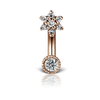 3mm Flower and 2mm Diamond Rook Barbell by Maria Tash in Rose Gold