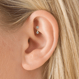 3mm Flower and 2mm Diamond Rook Barbell by Maria Tash in Rose Gold