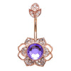 Rose Gold Crowned Amethyst Mist Belly Ring