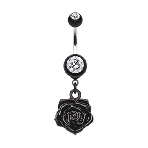 The Immortal Rose Belly Bar - Dangling Belly Ring. Navel Rings Australia.