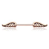 Angelic Wings Nipple Barbell Ring with Rose Gold Plating
