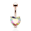Clouded Hearts Belly Bar with Rose Gold Plating